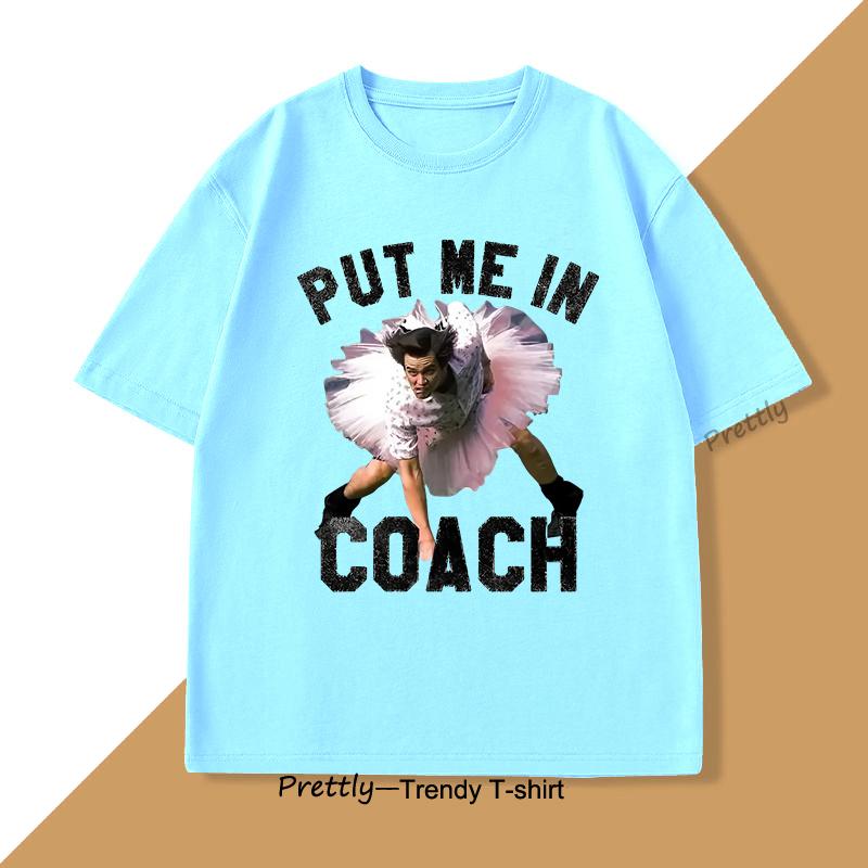 Put Me in Coach Vintage Tshirt Cotton Loose Printed Tshirt Pullover Oversize Short Sleeve Tees Streetwear Oneck Basic Top