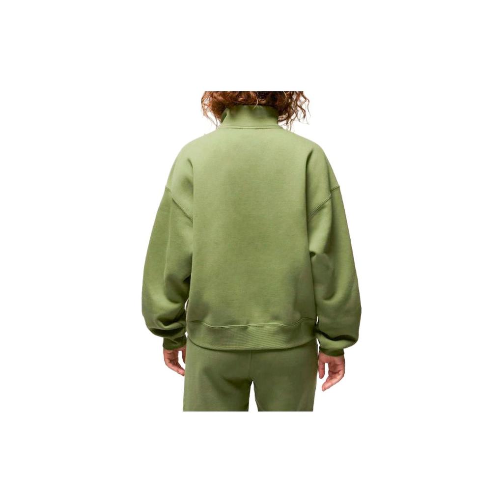 Jordan Solid Color High Neck Pullover Cropped Long Sleeve Sweatshirt Women Tops Green FD7222-340