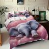 Cute Little Elephant 3d Printed Duvet Cover King Queen Size Wildlife Theme Bedding Set Soft Comfortable Quilt Cover Pillowcases