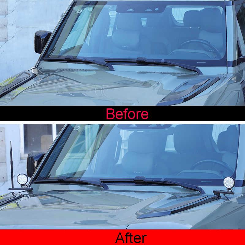 For Landdd Rover Defender 90 110 2020-2025 Trim Accessories LED Spotlight Bracket Car Hood Searchlight Carbon Steel Black