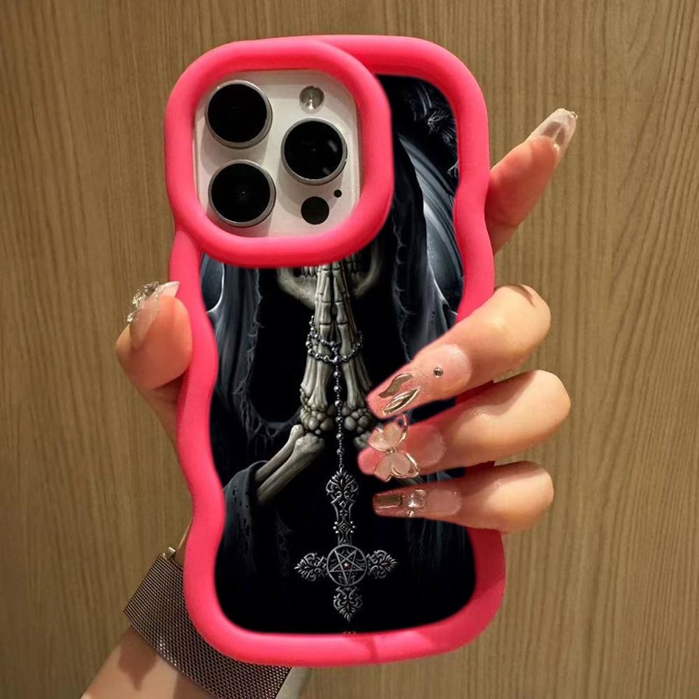 LZ13 Death Prayer Grim Reaper Skull Wave Silicone Phone Cases for Samsung A15 S23 FE S24 Ultra A34 A54 A14 Motorola G32 OnePlus Soft Cover