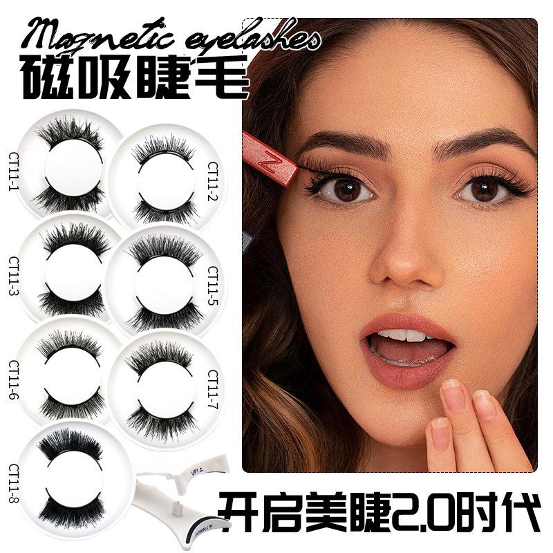 Magnetische künstliche Wimpern mit Clip Magnetisches Wimpernset Dichter Stil Künstliche Wimpern Ohne Kleber Magnetische schwarze Stielwimpern