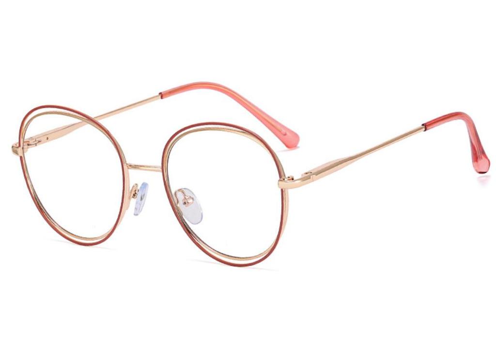 Female Reading Eyewear Blue Light Eyeglass Blocking Screen Metal Spectacle Computer Alloy Ladies Top Round 0 Quality +600 Deg Spectacle ~