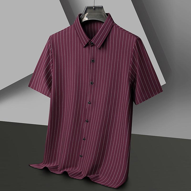 Striped Short Sleeve Men s Summer Wrinkle-Resistant Business Casual Versatile Shirt M