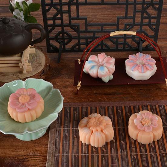 Sakura Çiçeği Pirinç Kek Silikon Kalıbı Yapışmaz Çiçek Şekilli Kalıp Ay Keki Mung Fasulyesi Kek Tatlı DIY Pişirme Aracı için