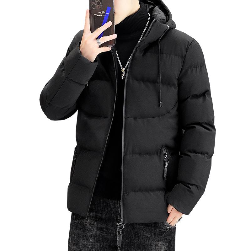 Winter zipper side seam socket padded jacket fit type thickened solid color casual detachable collar youth padded jacket
