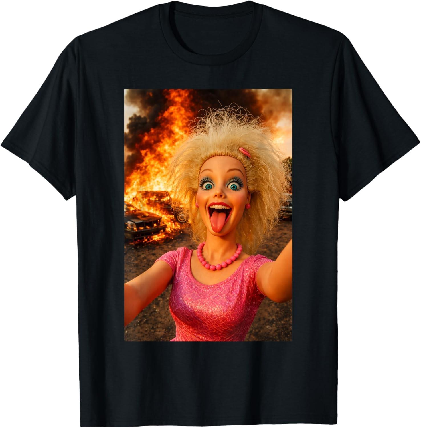 Funny Doll Face Meme Expression Crazy Doll Hilarious Meme T-Shirt S