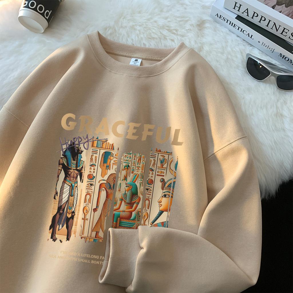 Round Neck Sweatshirt Men's Autumn and Winter New Style Youth Printed Loose Large Size Tops for Men