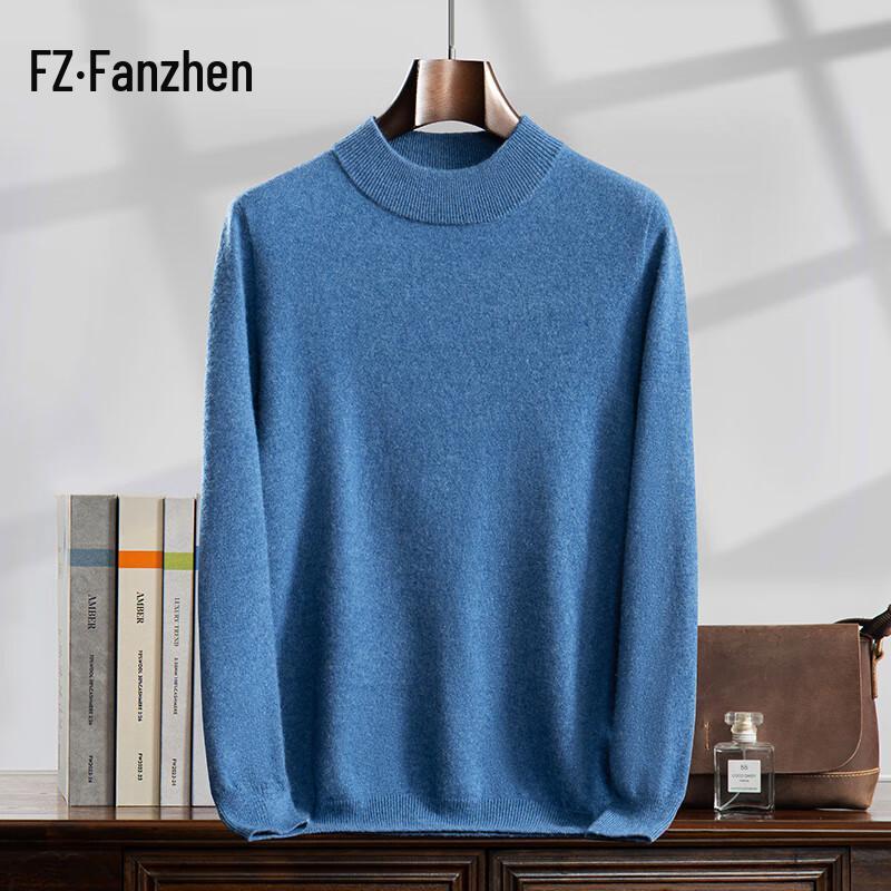 Fanzhen Men's 100% Pure Cashmere Half-High Neck Sweater