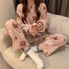 Warm Thickened Women Casual Loose Bear Bow Tie Apple Pajamas Set Sweet Cute Homewear Can Be Worn Outside Fall Winter Outfit