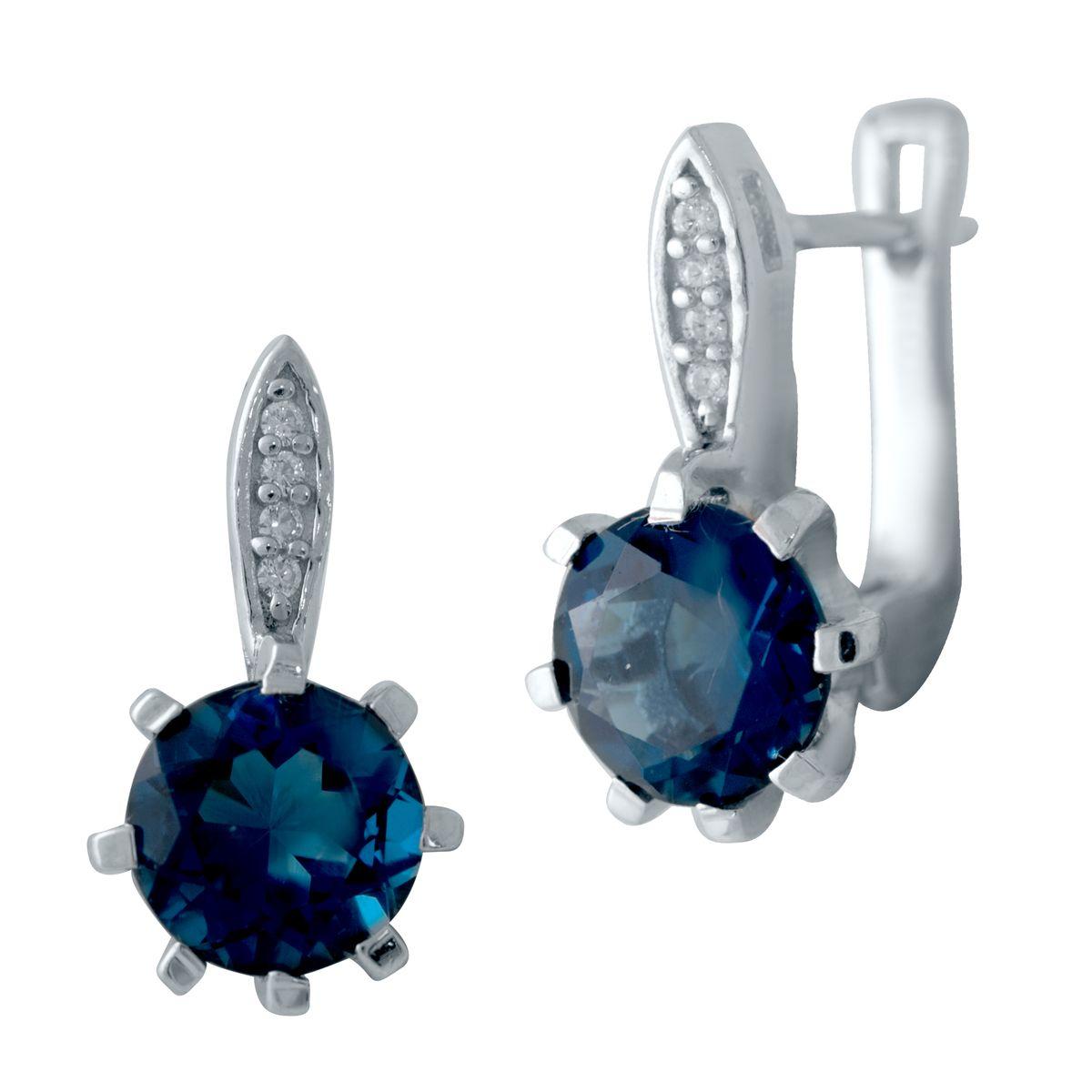 

Срібні сережки з фіанітами Лондон Блю 3.15ct (2041245) синій