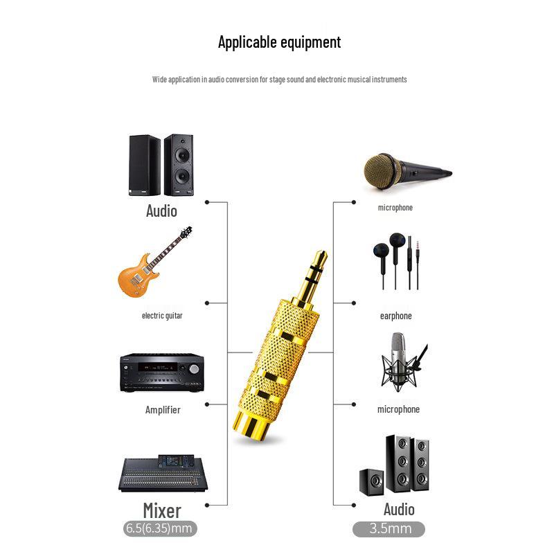 Jinghua 6.35mm to 3.5mm Male to Female Audio Adapter for Headphones, Microphone, and Speakers