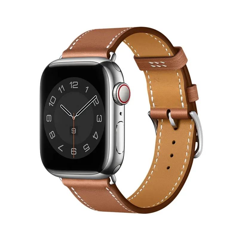Genuine Leather Bracelet Strap For Apple Watch Band 45mm 49mm 41mm 44mm 42mm 46mm Leather Wristband iWatch Ultra 11 10 9 8 7 6 5