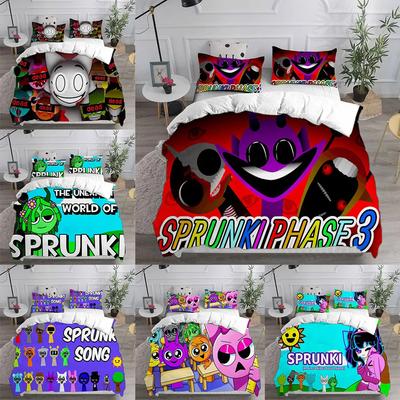 Set Biancheria da Letto Sprunki Copriletto Morbido Piumone Copripiumino Federa 2-3 Pezzi Set Regali per Adolescenti Bambini Decorazione Camera da Letto