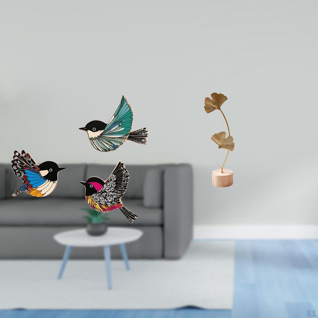 Wooden Bird Art Sculpture Creative Flying Birds Metal Figurine Abstract Crafts Nordic Ornament for