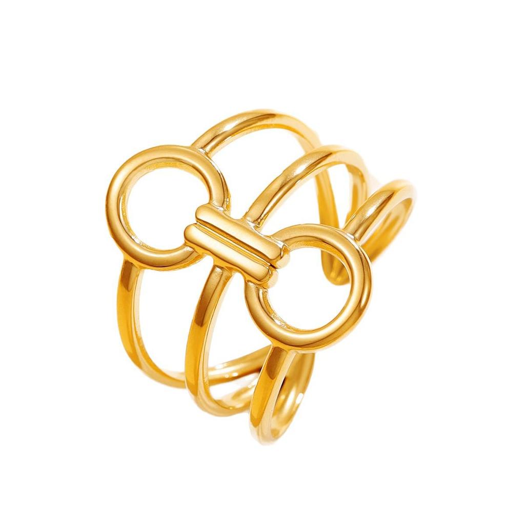 European Simple Style Geometric Circle Design Open Ring for Women - Stainless Steel