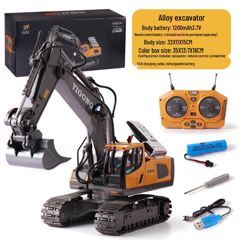 2.4G Remote Control Excavator & Bulldozer Toy - Alloy Construction Vehicle for Kids