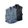 2026 Spring Men Motorcycle Biker Denim Vest Vintage Blue Muilt Pockets Sleeveless Jackets Punk Cowboy Fashion Black Wasitcoat