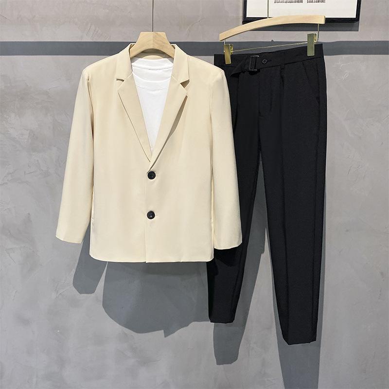 Men's Slim-Fit Casual Blazer - Spring, Korean Style, Versatile Solid Color.