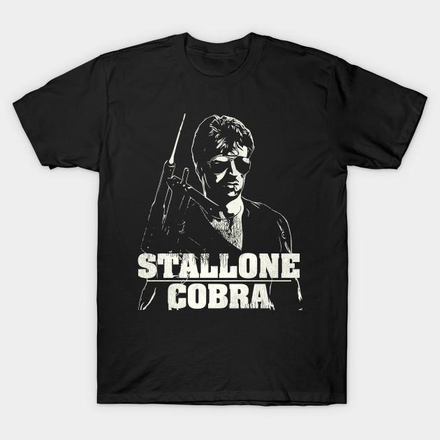 

Men Black Print T-shirt Stallone / Cobra No-Cut Transfer Paper Print Cotton Tshirt S чорний