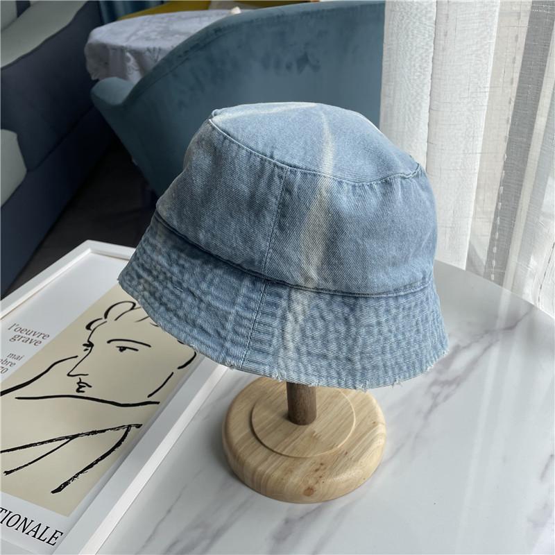

Выстиранная джинсовая панама тай-дай детская весенне-летняя универсальная повседневная шляпа-козырек шляпа-ведро тренд adult (56-58cm) светло-синий