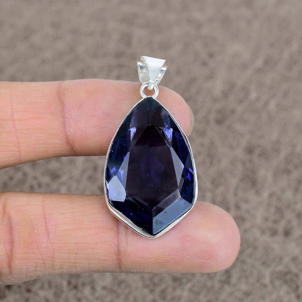 Amethyst Gemstone Handmade 925 Sterling Silver Jewelry Pendant 1.77" KKG-67