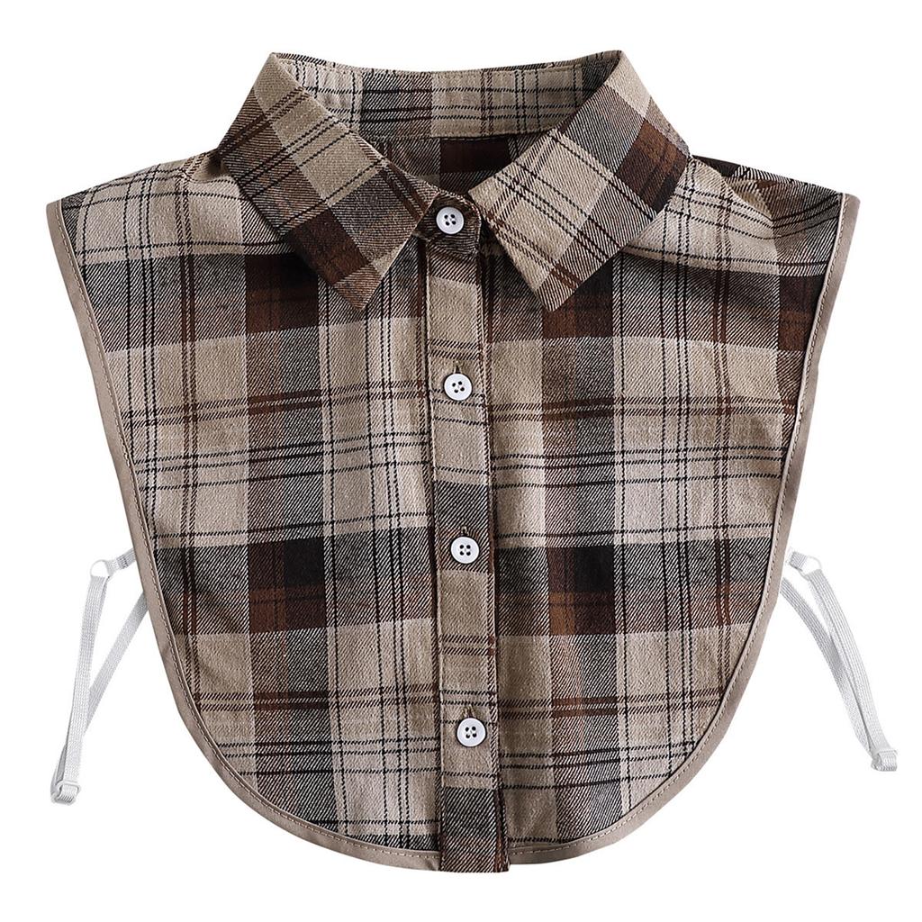Damen Abnehmbares Kariertes Hemd Design Falscher Kragen Falsche Bluse Bekleidungszubehör