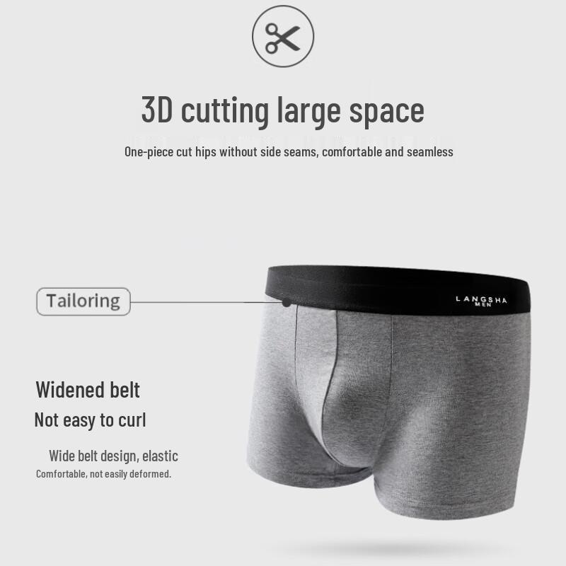 Langsha Men's Combed Cotton Boxer Briefs 4-Pack