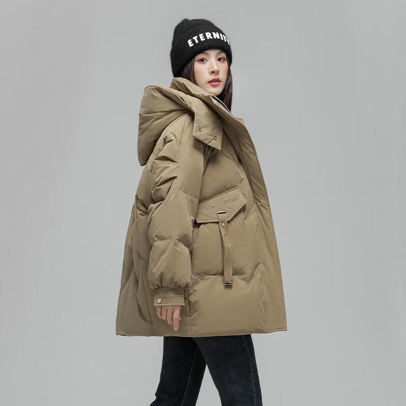 XueZhongFei Women's 90% Down Hooded Mid-Length Puffer Jacket