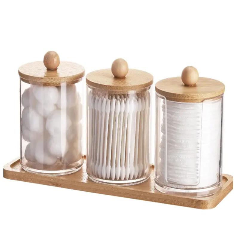 Cross-Border Exclusive Acrylic Cotton Ball Storage: Transparent, Dustproof, Portable, Stackable, Multifunctional Storage Jar.