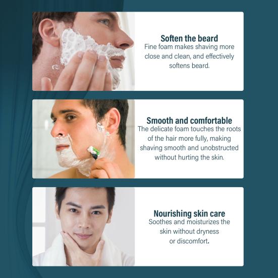 Mousse à raser 60 ml, riche en mousse, adoucit la barbe, nettoie, savon à raser pour hommes, élimine la barbe, fournitures de rasage
