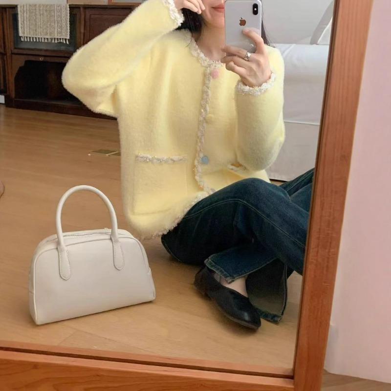 Imitation Mink Velvet Knitted Cardigan Autumn and Winter New Temperament Loose Sweater Jacket Women