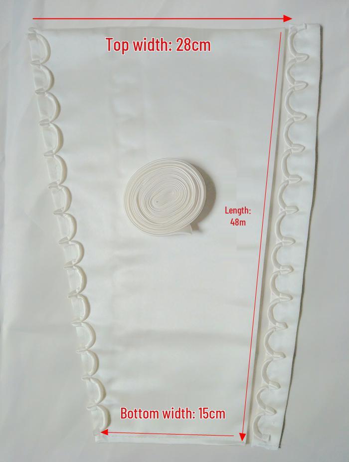 

Three-Piece Multi-Color Satin Wedding Dress Accessory Set: Back Zipper to Corset Conversion with Panel, Buttons, and Cord.