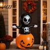 Outdoor Spooky Decoration Inflatable Grim Reaper Halloween Decoration, Large Blow Up Yard with Pumpkin for Yard, Lawn, Porch, Haunted House,