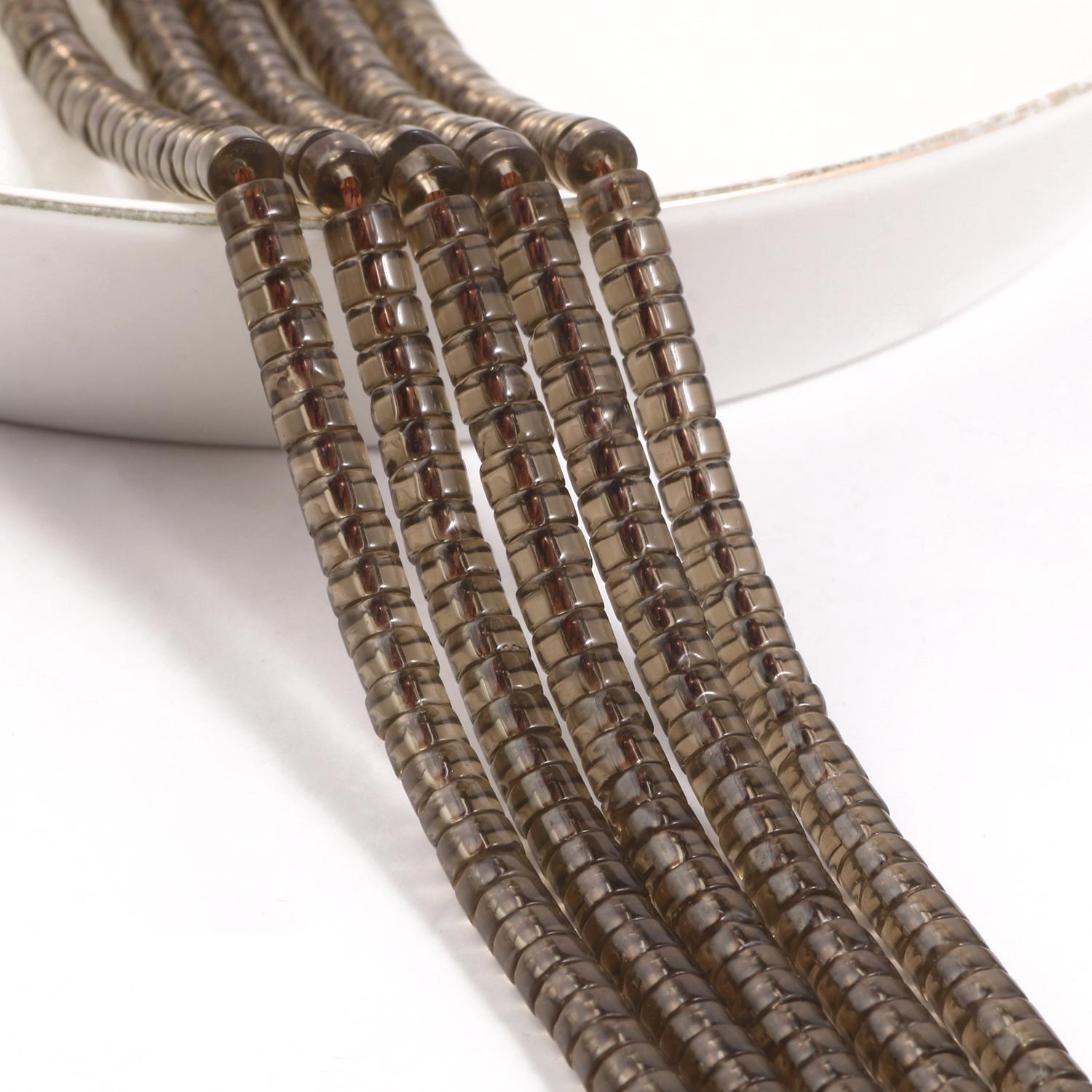 

Бусина Rondelle из натурального камня 4x2 мм, бирюзовая кварцевая яшма, плоские круглые бусины в форме диска для изготовления ювелирных изделий, аксессуары для браслетов «сделай сам», 15 дюймов smoky quartz