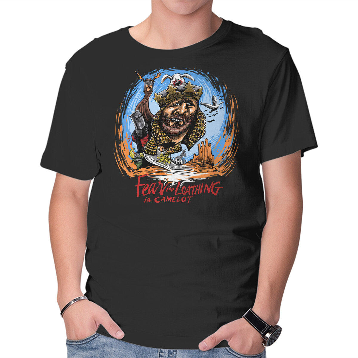 Unisex Crew Neck T-Shirt Fear And Loathing In Camelot Graphic Short Sleeve Casual Tee XXL