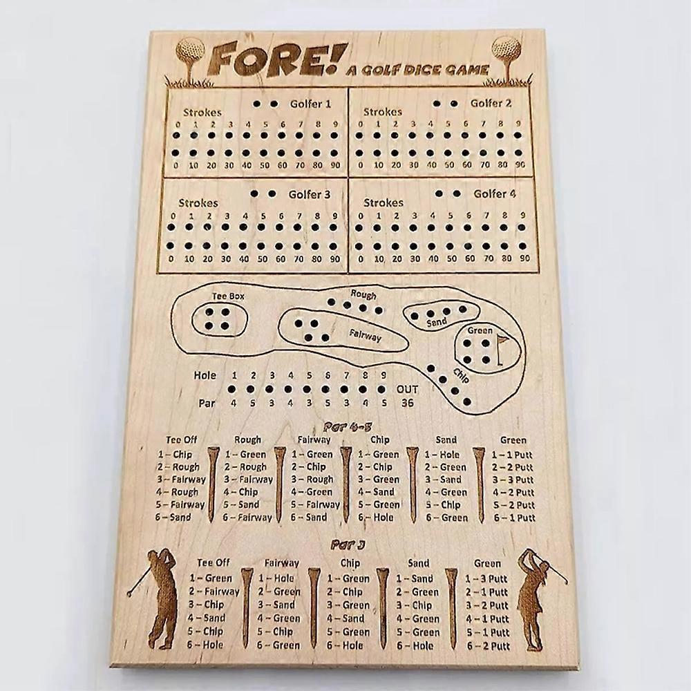 Fore! A Golf Dice Board Game,Wood Tabletop Golf Dice Game for Home, Travel, Camp