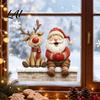 Waterproof PVC Window Film Christmas Cling Reindeer Decals and Santa Claus Static Seasonal Store Display