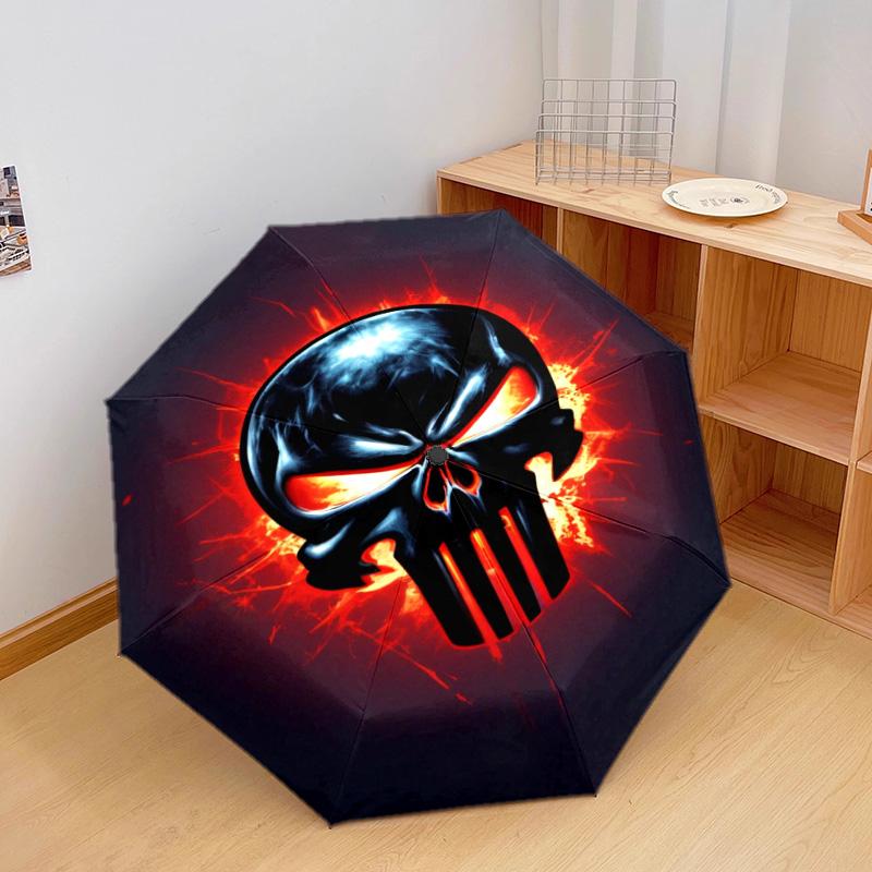 1PC Skull Automatic Umbrella - Suitable Travel Outdoor Portable Umbrella Birthday Gift Daily Essentials