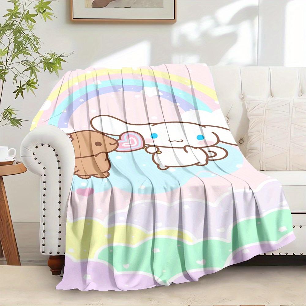 

1pc Cute, Rainbow, Cinnamon rollDigital Print Flannel Throw Blanket, Super Soft Plush Fleece Bedspread, Multipurpose All-Season Hypoallergen 130x150cm