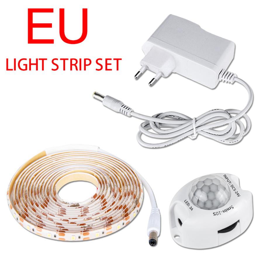 1-5m PIR Motion Sensor LED Strip Lights IP65 Waterproof DC 12V Diode Tape Auto On/Off Stairs Wardrobe Closet Kitchen Light