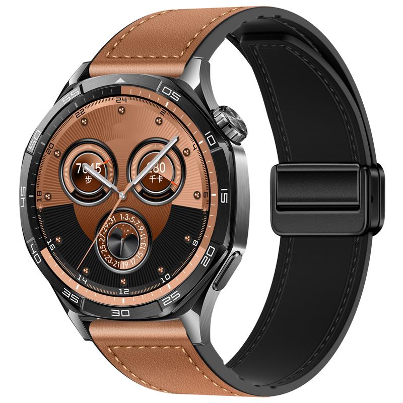 22mm 20mm Skórzany+Silikonowy Pasek do Huawei Watch GT6/GT5/Pro GT4 3 Pro 46mm Sportowa Opaska na Nadgarstek dla Samsung Galaxy Watch 7 6 5 Pasek