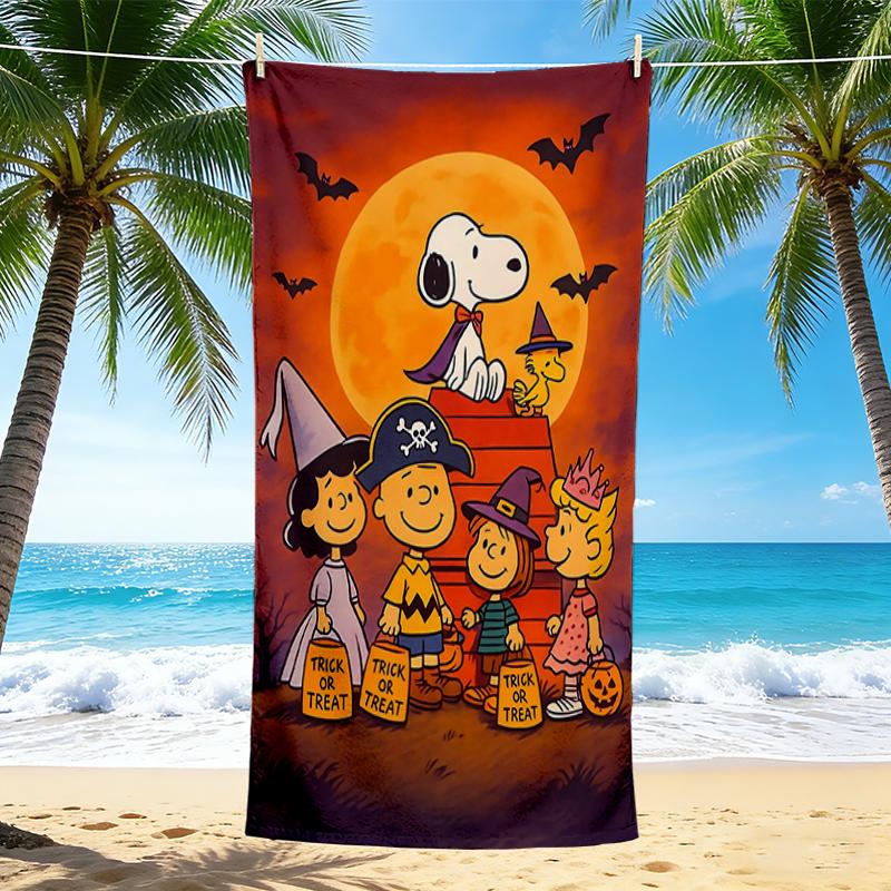 1Pc Snoopy'S Halloween Night Beach Towel Quick Dry Multiuse For Beach Pool Gym Yoga Home Travel Christmas Halloween Xmas Gift S1455