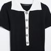 Kaslead New Women clothes Western Style Fashion Patchwork Contrast Color Short sleeve Long Single Breasted Knitted dress