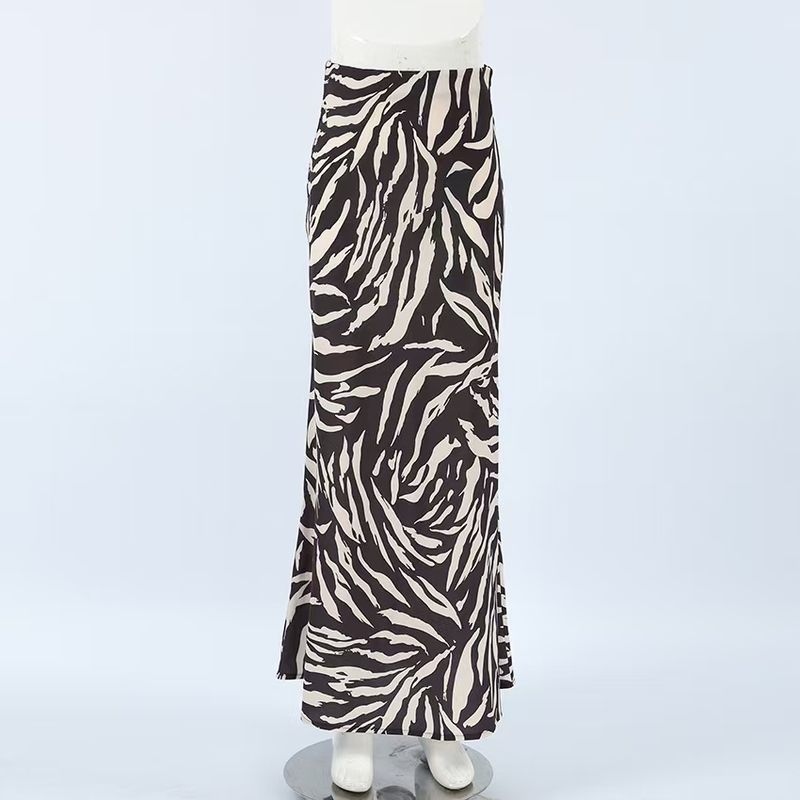 

Fashion Style New Arrival Zebra Print Print Summer High Waist Skirt High Waisted Striped Skirt Print M