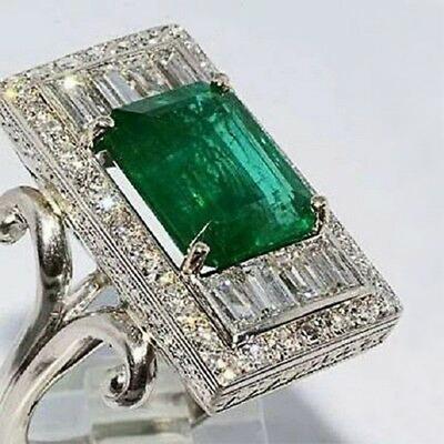 Inele dreptunghiulare Hyperbole pentru petrecere AAA Zirconiu cubic verde Accesorii superbe pentru femei Aniversare Inele cadou pentru mama