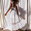 New European and American Fashion Lace Sleeveless Splicing Pendulum Long Dress Dress
