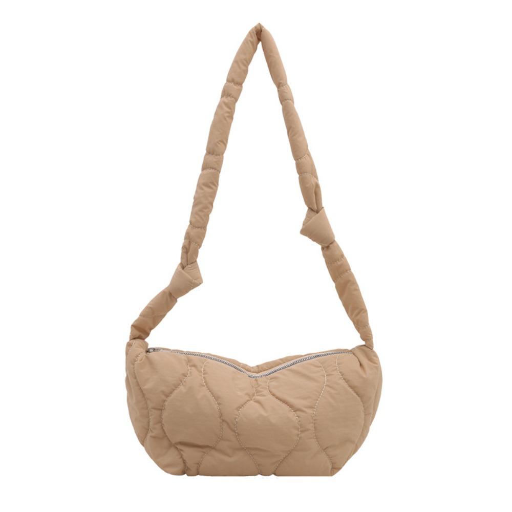 Quilted Puff Bag Padded Nylon Shoulder Bag Casual Nylon Crossbody Bag  Female