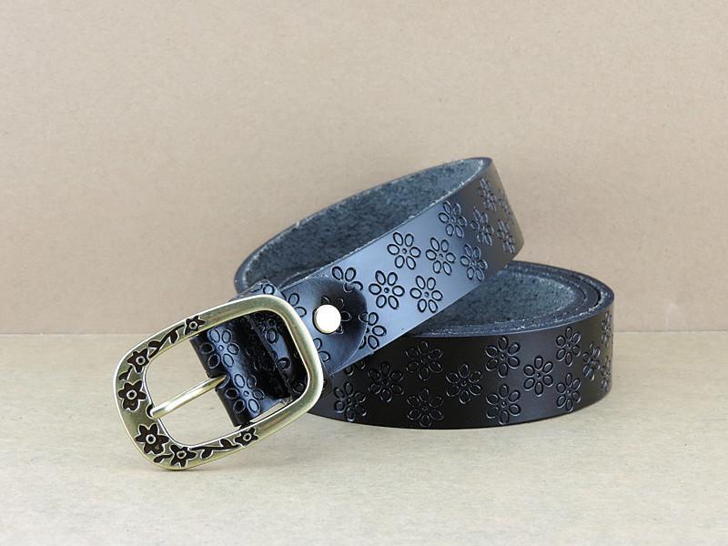 Womens Retro Style Waist Belt Flower Print Metal Pin Buckle Decoration Dress