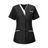 Top da donna tinta unita a maniche corte con scollo a V Top da infermiera con tasca uniforme da lavoro